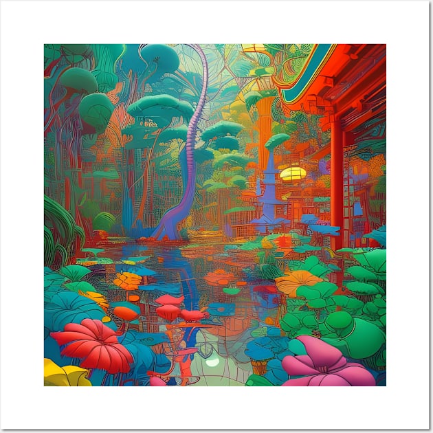 Neon Waterlillies Wall Art by LyndiiLoubie